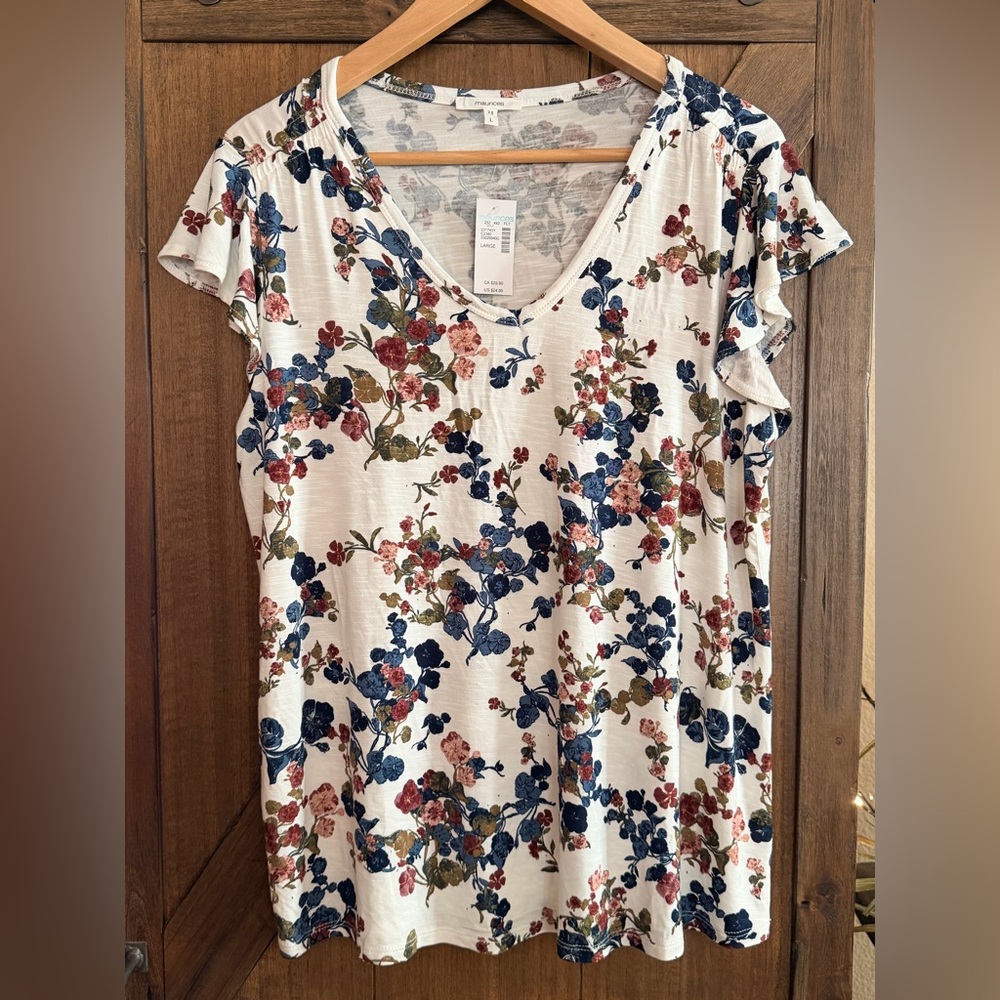 Maurices Floral Flutter Sleeve Top
